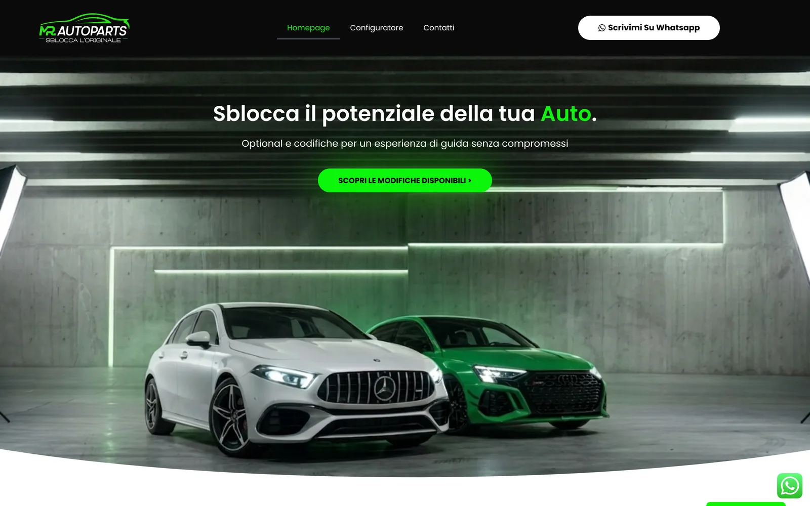 Homepage del sito di Mr. Autoparts, officina specializzata