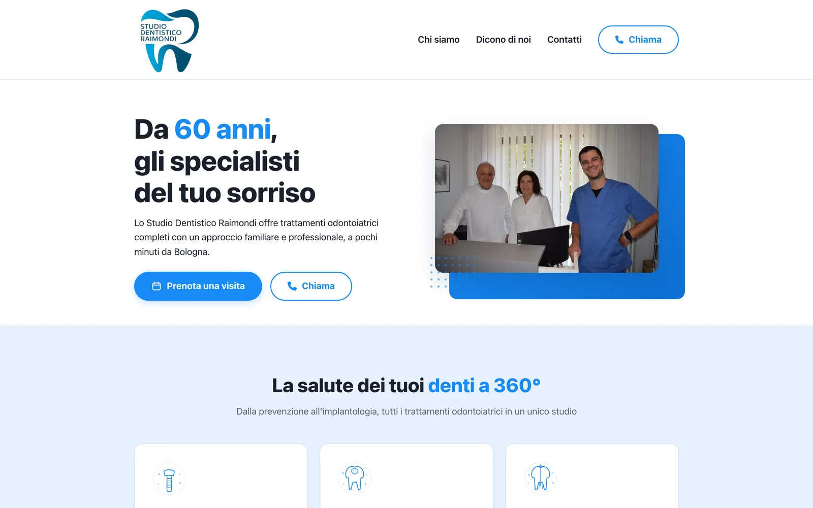 Homepage del sito dello Studio Dentistico Raimondi
